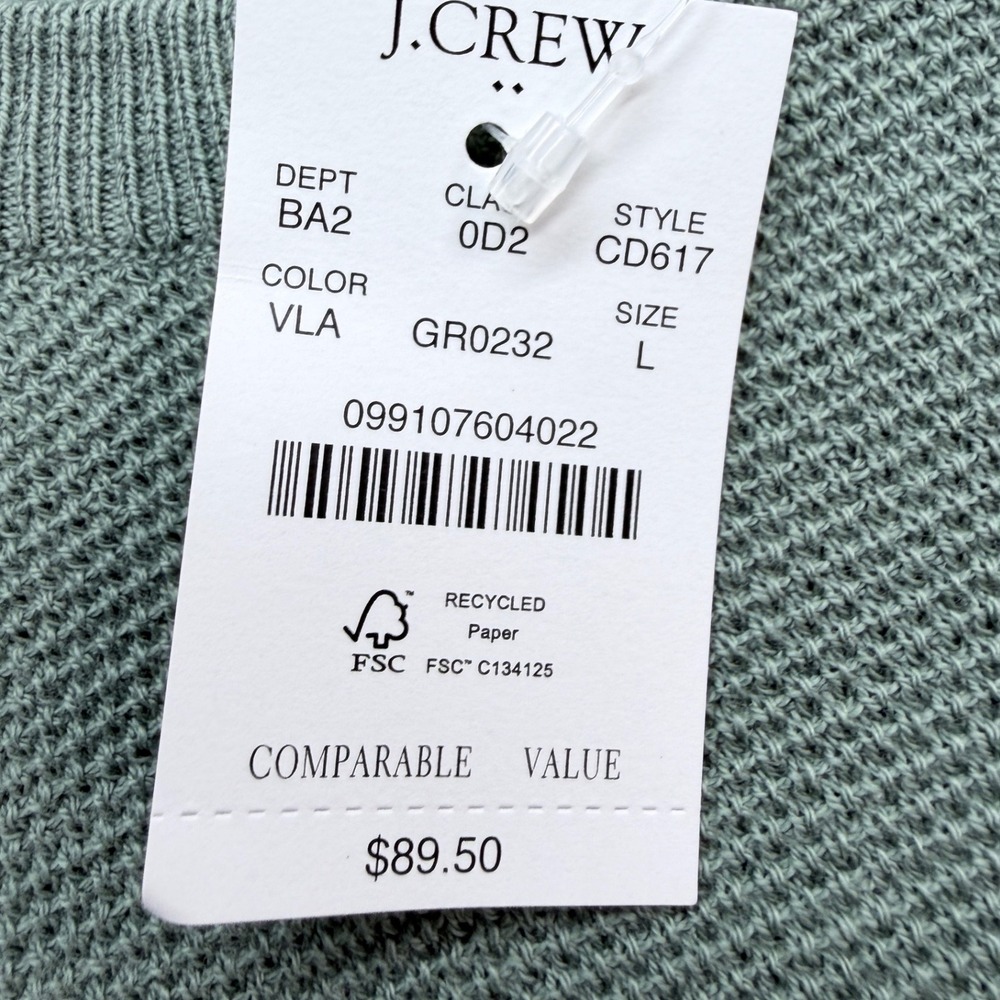 J.Crew Textured Knit Raglan Pullover Crewneck Sweater Men's M Sage Green - Picture 5 of 8
